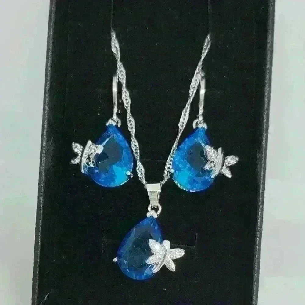 NWOT Stamped 925 Sterling Silver Austrian Crystal CZ Butterfly Jewelry S… - Picture 10 of 10